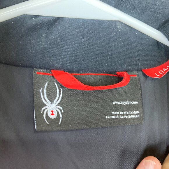 Spyder Youth Boys L 14 / 16 Hooded Ski Snow Winter Jacket Logo Zip Pockets - Picture 4 of 9